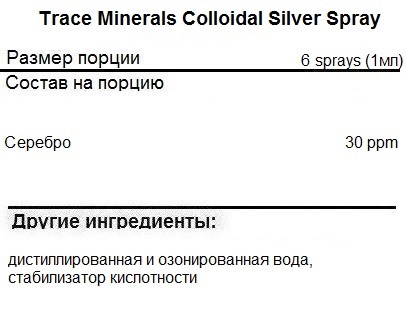 Минералы Trace Minerals Trace Minerals Colloidal Silver Spray 118 ml. 